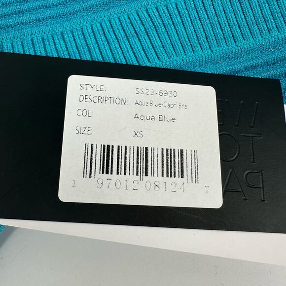 Retrofete Capri Bandage Metallic Knit Strapless Bra Crop Top Blue XS NWT $175 - Picture 9 of 12